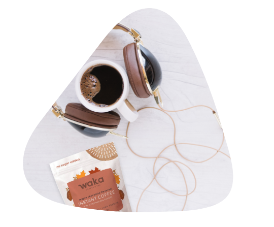 Headphones and Waka coffee