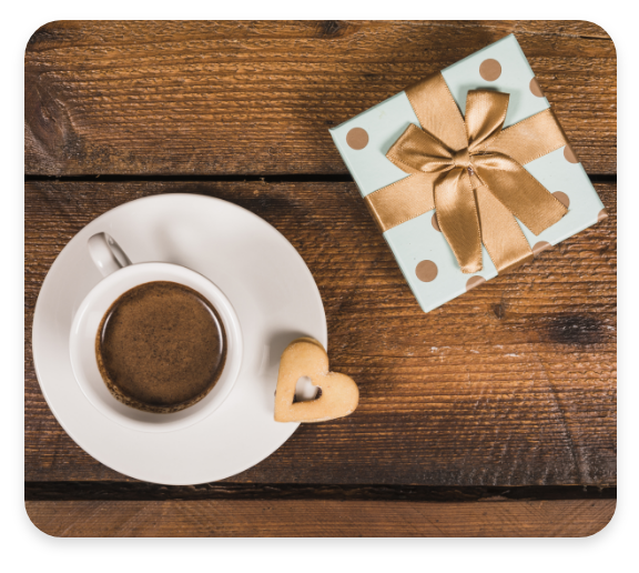 Gift and a cup of coffee