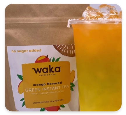 Mango flavored green instant tea and mango margarita