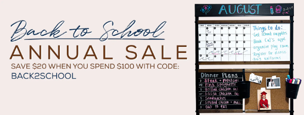 Back to School Annual Sale - Save $20 when you spend $100 with code: BACK2SCHOOL