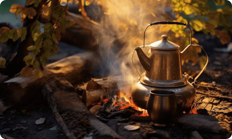 Campfire With Cowboy Coffee Pot | Image