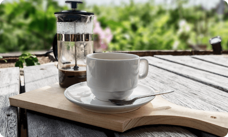 French Press Coffee Maker and Coffee Cup | Image