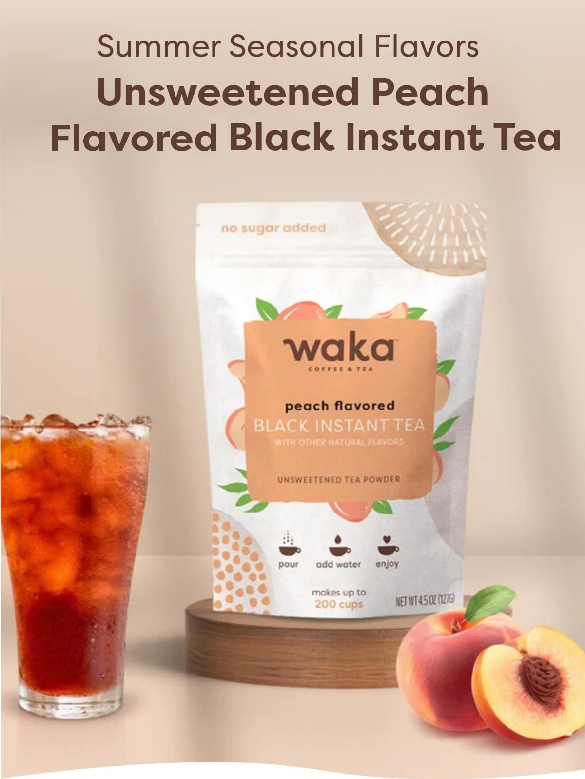 Summer Seasonal Flavors: Unsweetened Peach Flavoured Black Instant Tea