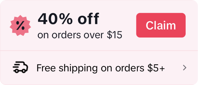 40% off on orders over $15 [ Claim ] | Free shipping on orders $5+