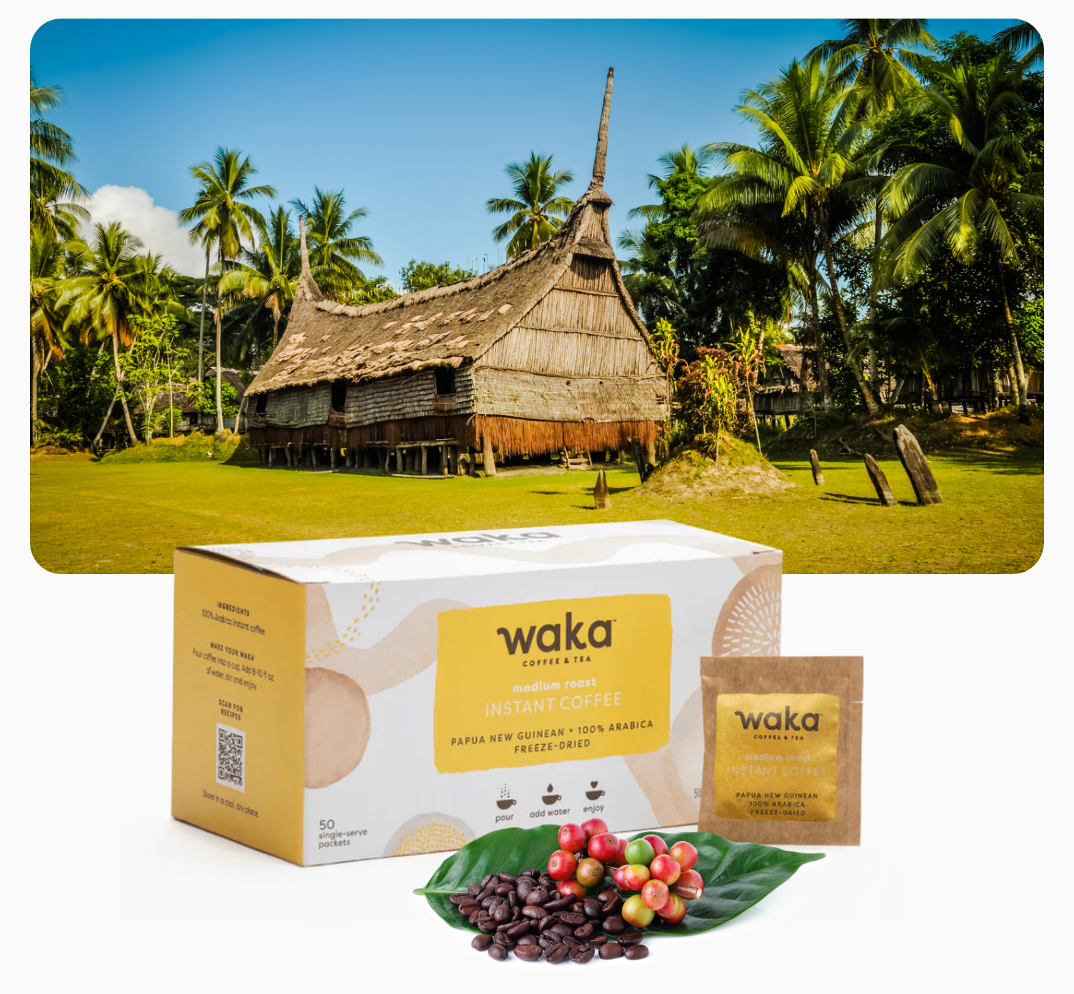 Medium Roast Papua New Guinean Single-Serve Instant Coffee Large Box