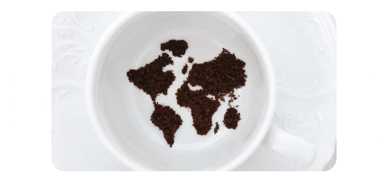 World Silhouette Made Out of Instant Coffee at the Bottom of a Cup